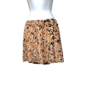 Y2K Blush Pink American Eagle Floral Mini Skirt Velvet Flowers Size Small Boho